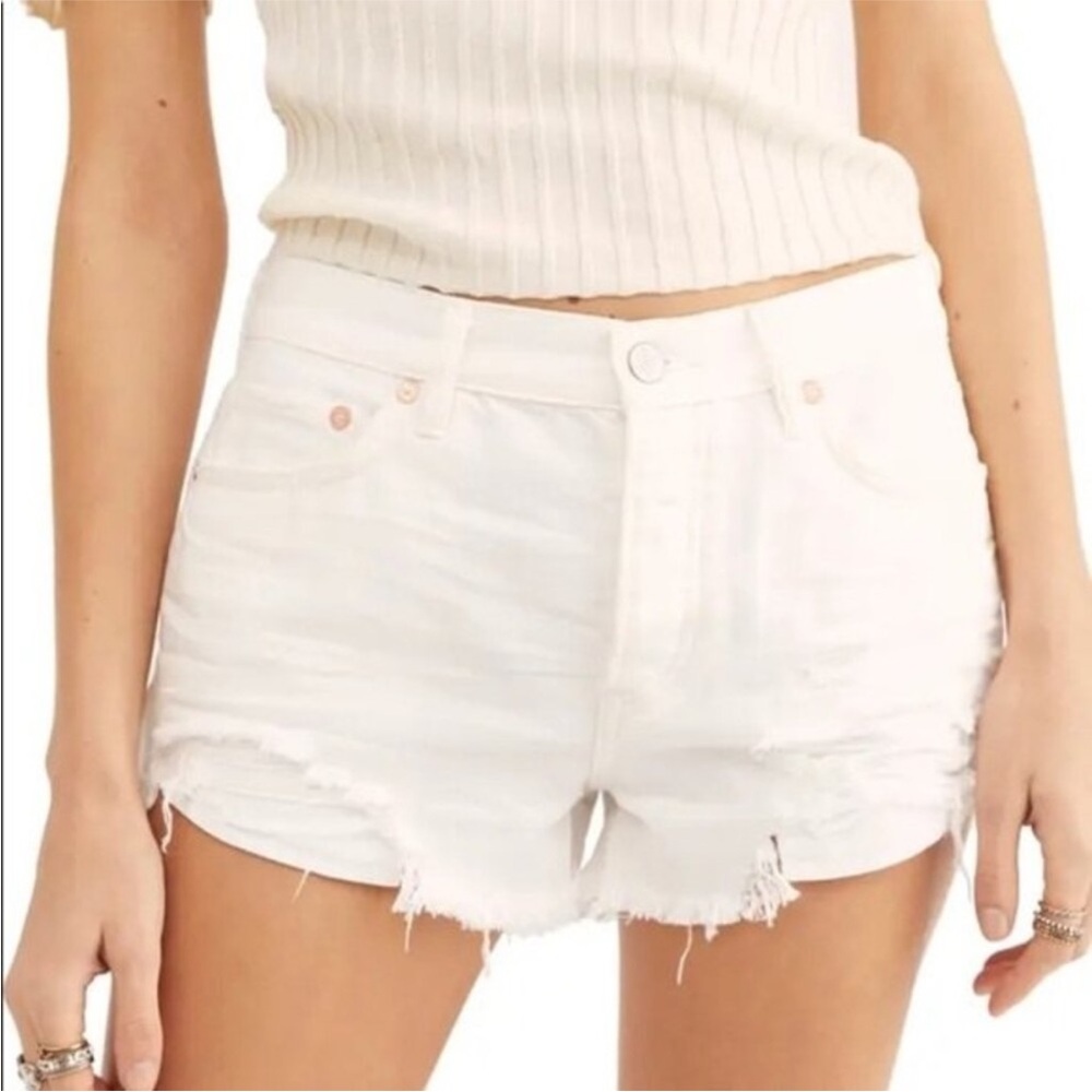 Free People Women's White Denim Shorts